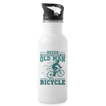 Vieil homme à bicyclette - Gourde avec paille intégrée - blanc - Droite