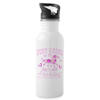 Horses Girl Girl - Water bottle with straw - white - Right