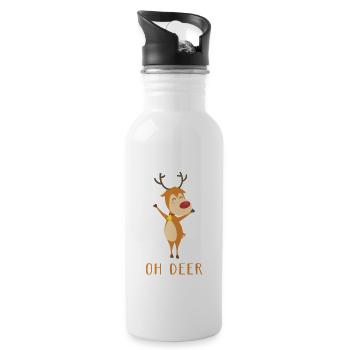 Reindeer Kids Motif Oh Deer - Water bottle with straw - white - Right