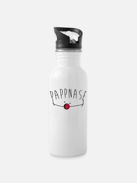 Pappnase Clown - Trinkflasche mit integriertem Trinkhalm - Weiß