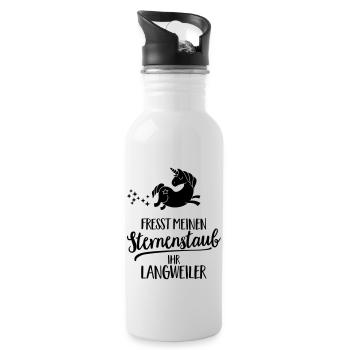 Fresst meinen Sternenstaub ihr Langweiler - Trinkflasche mit integriertem Trinkhalm - Weiß - Rechts