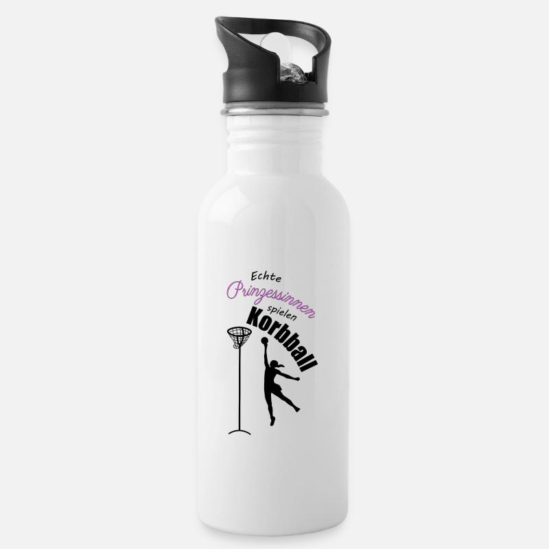 Echte Prinzessinnen spielen Korbball - Trinkflasche mit integriertem Trinkhalm - Weiß