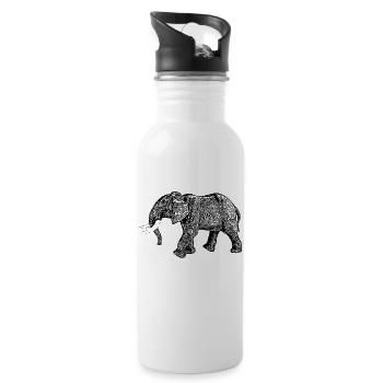 Elefant - Trinkflasche mit integriertem Trinkhalm - Weiß - Rechts