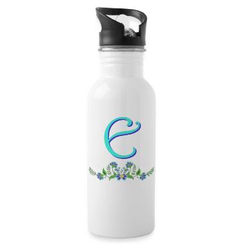 fleur bleue e - Gourde avec paille intégrée - blanc - Droite
