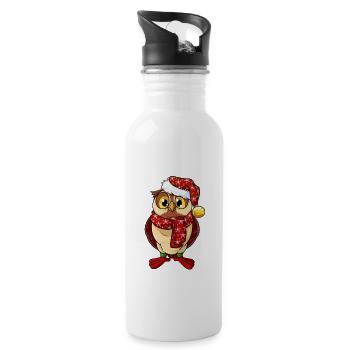 Weihnachtseule Weihnachten Eule Uhu Vogel Advent - Trinkflasche mit integriertem Trinkhalm - Weiß - Rechts