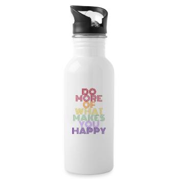 Statement: Do more of what makes you happy - Trinkflasche mit integriertem Trinkhalm - Weiß - Rechts