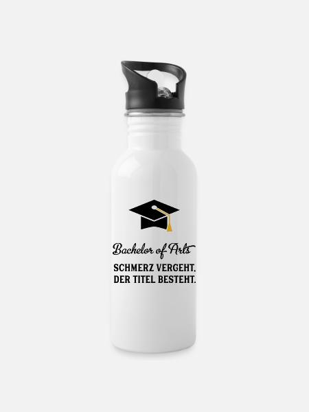 bachelorofarts - Trinkflasche mit integriertem Trinkhalm - Weiß