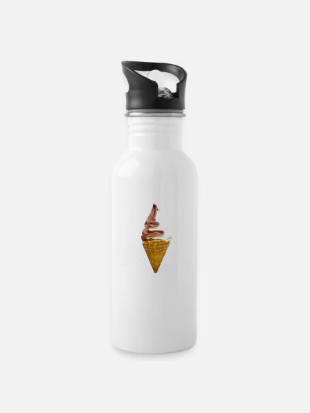 Softeis - Trinkflasche mit integriertem Trinkhalm - Weiß