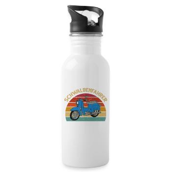 Schwalbenfahrer Simsonfahrer Schwalbe Simson KR51 - Trinkflasche mit integriertem Trinkhalm - Weiß - Rechts