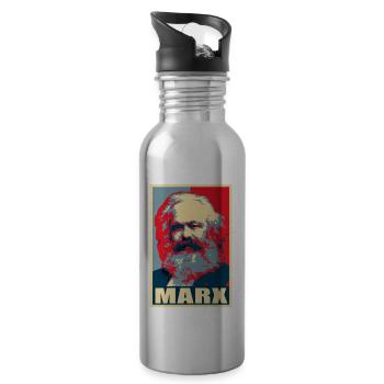 Karl Marx propagande Pop Art - Gourde avec paille intégrée - argent clair - Droite