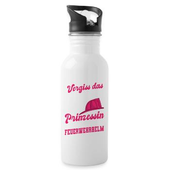 Vergiss Krönchen Prinzessin Feuerwehrhelm - Trinkflasche mit integriertem Trinkhalm - Weiß - Rechts