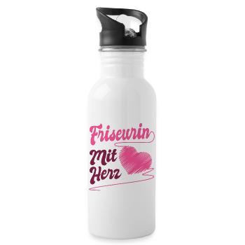 Friseurin - Trinkflasche mit integriertem Trinkhalm - Weiß - Rechts