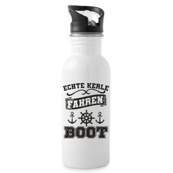 Boot Spruch - Trinkflasche mit integriertem Trinkhalm - Weiß - Rechts