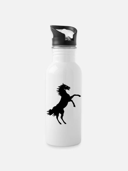 cheval - Gourde avec paille intégrée - blanc