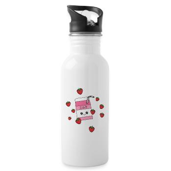Kawaii Erdbeermilch Ichigo Miruku - Trinkflasche mit integriertem Trinkhalm - Weiß - Rechts