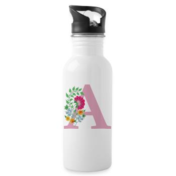 flower 12 red with a - Water bottle with straw - white - Right