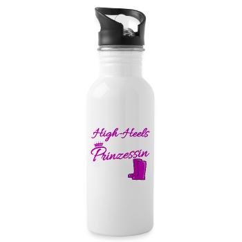 Landwirtin Spruch - Prinzessin Gummistiefel - Trinkflasche mit integriertem Trinkhalm - Weiß - Rechts
