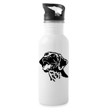 Deutsch Kurzhaar Kopf - Trinkflasche mit integriertem Trinkhalm - Weiß - Rechts