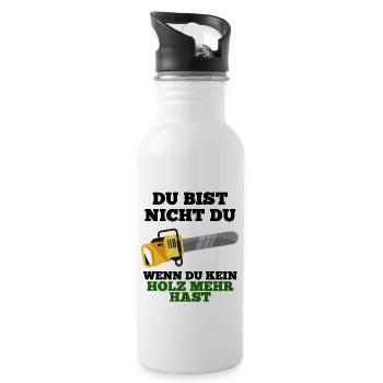 Forstwirt Shirt • Holzfäller • Holz Geschenk - Trinkflasche mit integriertem Trinkhalm - Weiß - Rechts