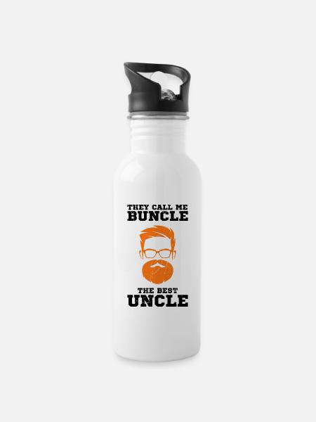 Bester Onkel - Trinkflasche mit integriertem Trinkhalm - Weiß