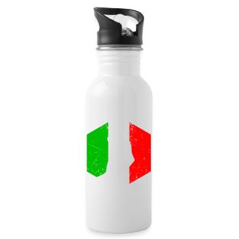 Italienische Flagge mit typischer Handgeste - Trinkflasche mit integriertem Trinkhalm - Weiß - Rechts
