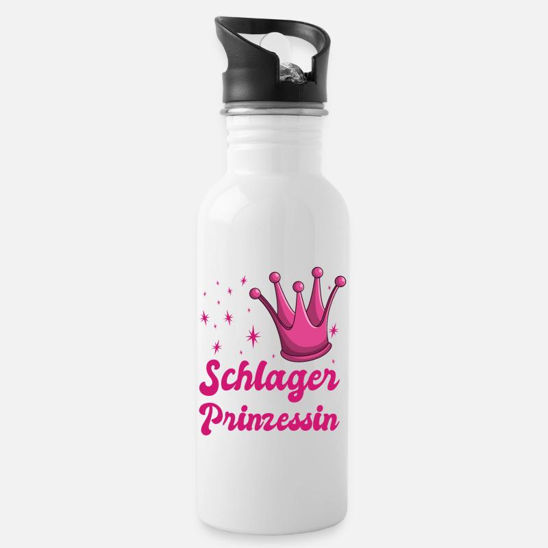 Schlagerprinzessin Schlagermusik Geschenk - Trinkflasche mit integriertem Trinkhalm - Weiß