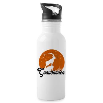 Silhouette lunaire à bandes grises - Gourde avec paille intégrée - blanc - Droite