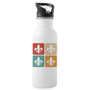 Vintage Mardi Gras - Water bottle with straw - white - Right