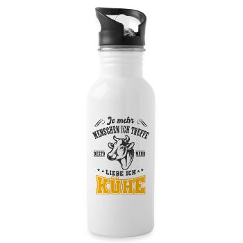 Kühe - Trinkflasche mit integriertem Trinkhalm - Weiß - Rechts