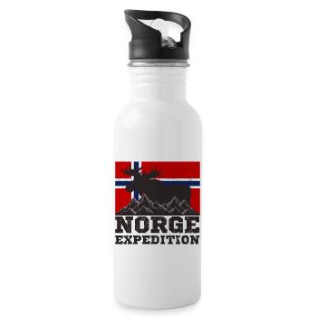 Norwegen - Trinkflasche mit integriertem Trinkhalm - Weiß - Rechts