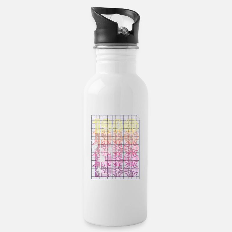 1980, 40th birthday, birthday, gift, ideas - Water bottle with straw - white