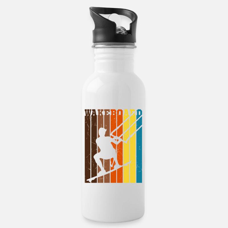 Wakeboard Wakeboarder Wakeboarding - Trinkflasche mit integriertem Trinkhalm - Weiß