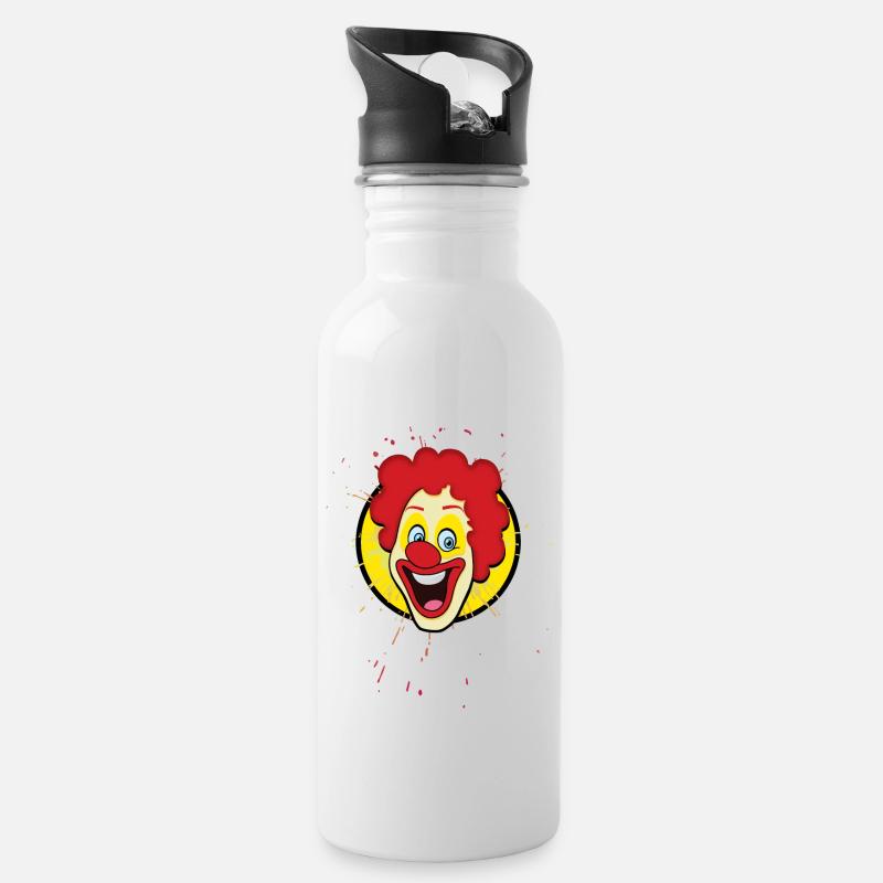 Clown carnival - Water bottle with straw - white