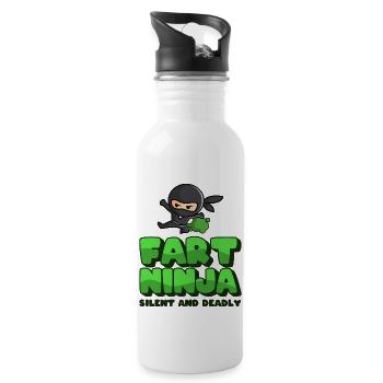 Furz Ninja - Trinkflasche mit integriertem Trinkhalm - Weiß - Rechts