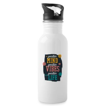 Attitudes positives vibrations positives - Gourde avec paille intégrée - blanc - Droite