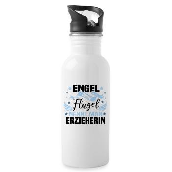 Lustiges Erzieherin Kinder Kindergarten Geschenk - Trinkflasche mit integriertem Trinkhalm - Weiß - Rechts
