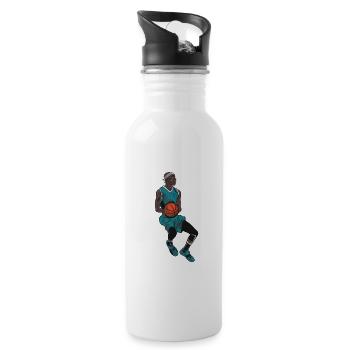 Joueur de basket-ball de basket-ball - Gourde avec paille intégrée - blanc - Droite