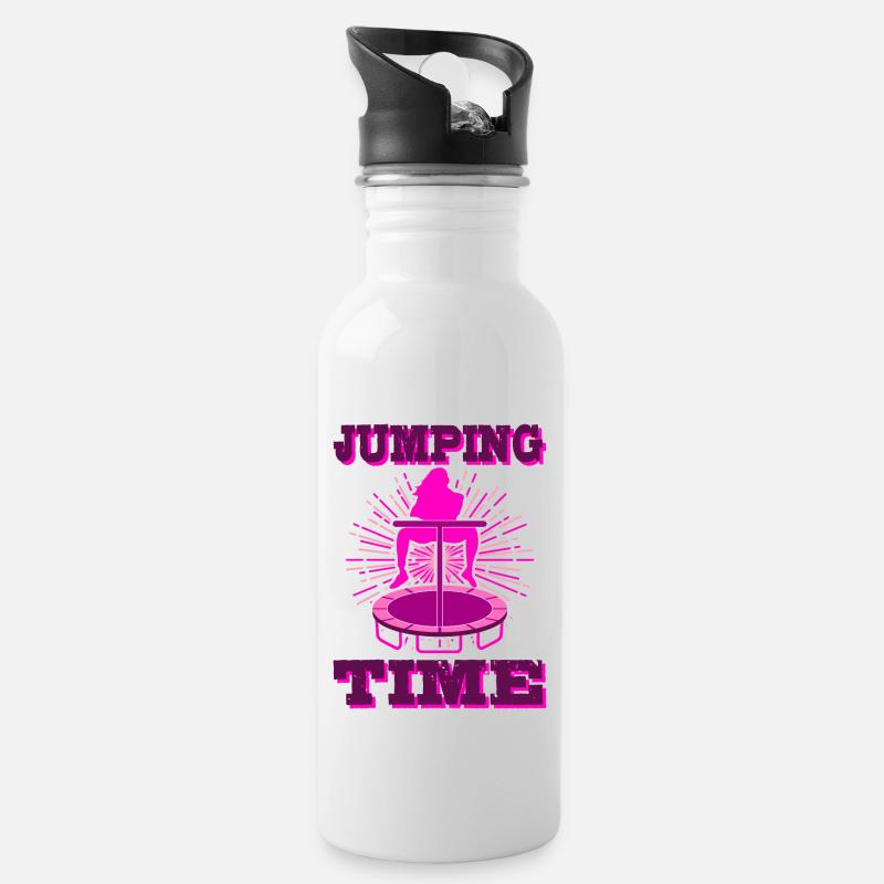 Trampolin - Trinkflasche mit integriertem Trinkhalm - Weiß
