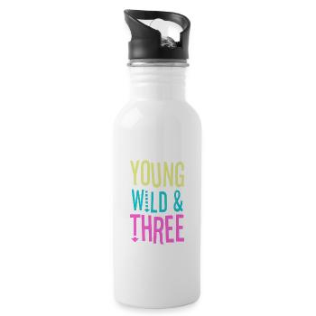 3 Jahre Alt & Geschenk 3. Geburtstag - Trinkflasche mit integriertem Trinkhalm - Weiß - Rechts