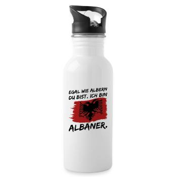 Albanien - Trinkflasche mit integriertem Trinkhalm - Weiß - Rechts