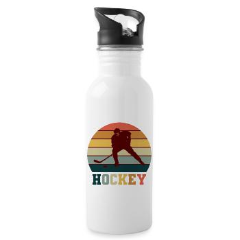 Eishockey - Trinkflasche mit integriertem Trinkhalm - Weiß - Rechts