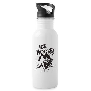 Eishockey - Trinkflasche mit integriertem Trinkhalm - Weiß - Rechts