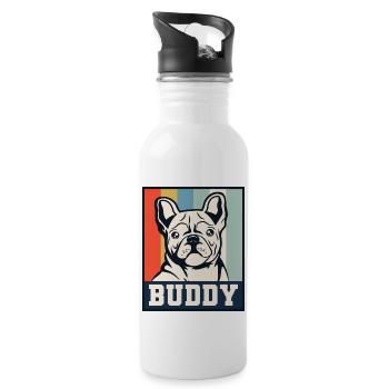 French bulldog - Water bottle with straw - white - Right