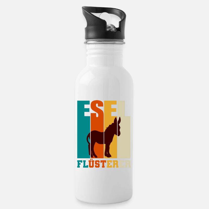 Esel - Trinkflasche mit integriertem Trinkhalm - Weiß