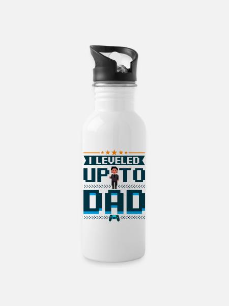 Gamer Dad - Trinkflasche mit integriertem Trinkhalm - Weiß