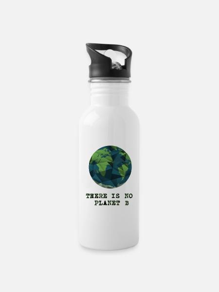 earth one - Trinkflasche mit integriertem Trinkhalm - Weiß