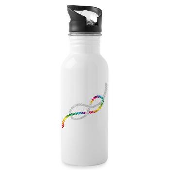 Achtknoten oder Liebesknoten in Regenbogen Farben - Trinkflasche mit integriertem Trinkhalm - Weiß - Rechts