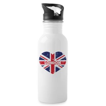 London Heart - Souvenir de drapeau de l'Union Jack de Londres - Gourde avec paille intégrée - blanc - Droite
