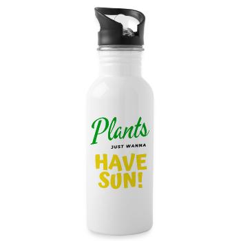 Spring funny saying about plants and garden - Water bottle with straw - white - Right