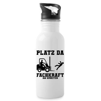 Gabelstapler - Trinkflasche mit integriertem Trinkhalm - Weiß - Rechts